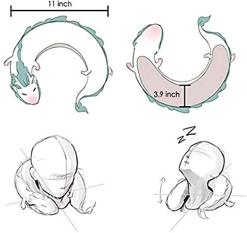 AIHANCH Dragon Neck Pillow Anime Cute Haku Dragon Pillow Anime Plush Doll Toy Kids Travel Pillows with Sleeping Eye Mask for Chrismas Birthday Gift - Light Green With Eye Mask thumbnail 3