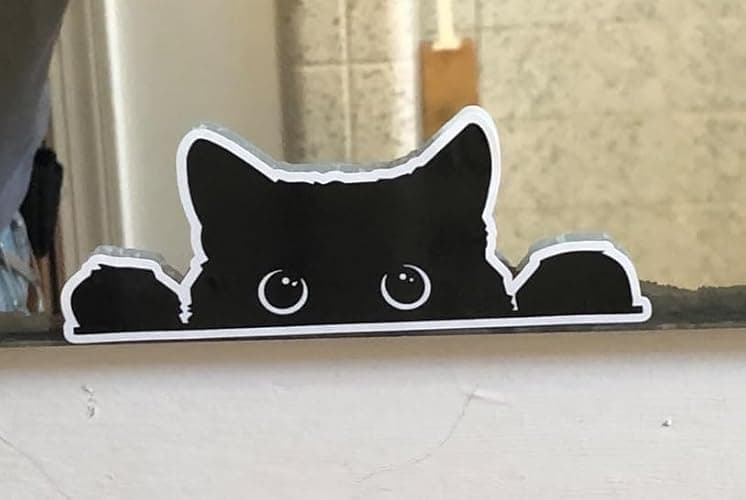 Peeking Sneaky Cat Sticker Funny Vinyl Waterproof, 5in - Yeti Cup Cooler Box Decal Car Laptop Wall (C) thumbnail 2