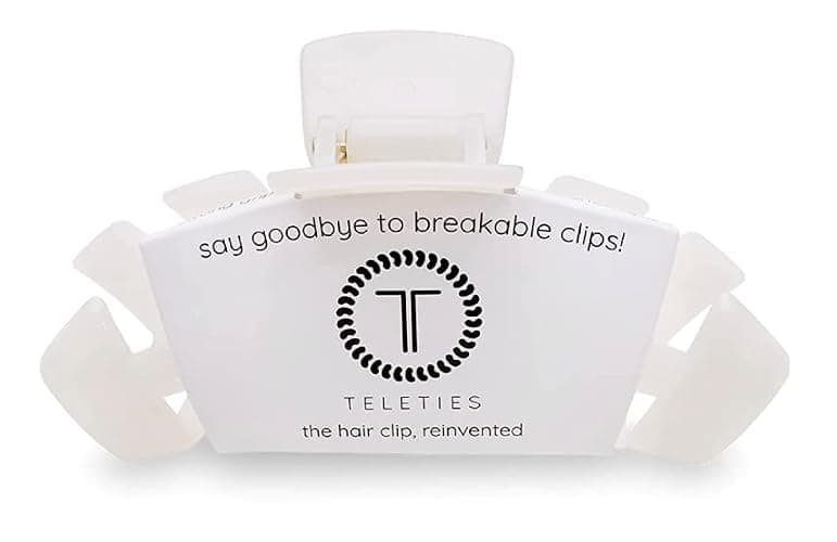 TELETIES - Medium Hair Clip - Strong Grip, Bendable Teeth, Comfortable Curved Design - Ideal for Medium-Thick Hair - For All Hair Textures - Coconut White - Image 1