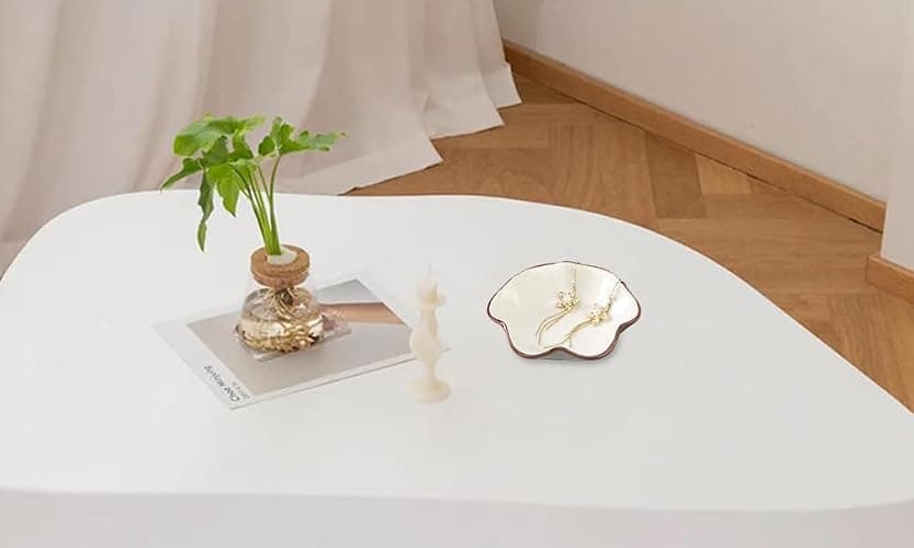 Ice Cracking Leaf Jewelry Dish, Decorative Ring Holder Small Trinket Tray Bowl, Gifts for Daughter Mom Friends, Milk White. thumbnail 6