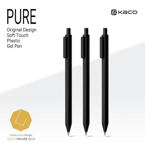 Kaco Gel Pens, 0.5 mm Fine Point, Black Ink 10 Count, Quick Dry Smooth Writing, Aesthetic Office Supplies Refillable Retractable thumbnail 2