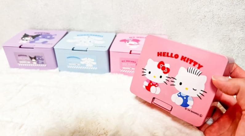 can do My Melody One push One Touch Open Type Lid Accessory Cosmetics Case Box W4.2 × H3.5 × D2 inch,Multicolor, Japanese, pink, 32773 thumbnail 5