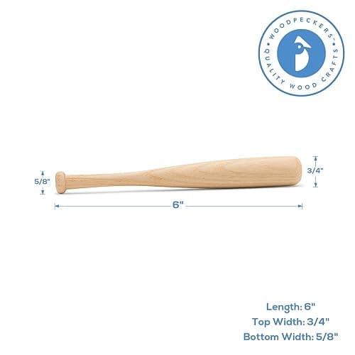 Mini Baseball Bats 6 Inch Perfect for Crafts, Party Favors and Scrapbooking - Pack of 2 by Woodpeckers thumbnail 2