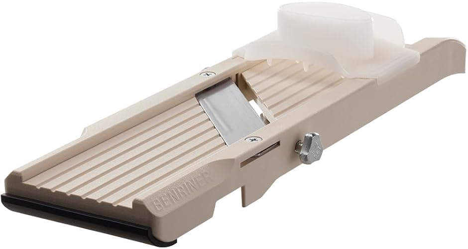 Benriner Mandoline Slicer with 4 Blades, Japanese Stainless Steel, BPA Free, 12.75 x 3.625-Inches, Beige thumbnail 7