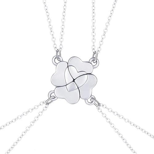 DOYYCA Friendship Necklace Magnetic Matching Four Leaf Clover Best Friend Necklace Gifts for Girls Women Magnet BFF Necklace for 4 - Image 1