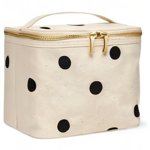 Kate Spade New York Insulated Soft Cooler Lunch Tote with Double Zipper Close and Carrying Handle, Big Deco Dot thumbnail 8