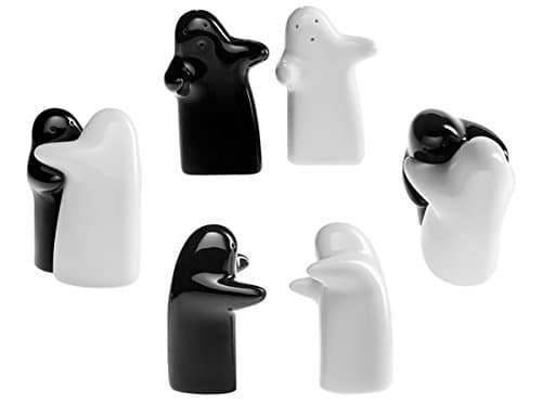 Salt and Pepper Shakers Cute Decorative Novelty Hugging Shakers Couple Set Black and White Modern and Vintage Hug Design Easy to Refill and Dispenser Shaker Set thumbnail 4