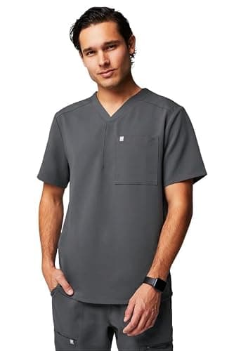 Fabletics Men's Helix 1-Pocket Scrub Top - MotionTech, Wrinkle-Resist, Chest Pocket, Anti-Shrink, Semi-Slim Fit - Image 1