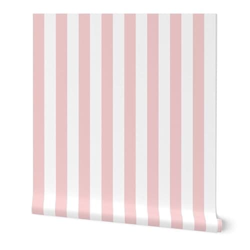 Peel & Stick Wallpaper 3ft x 2ft - Bold Stripe Dogwood Vertical Stripes Pink White Geometric Custom Removable Wallpaper by Spoonflower - Image 1