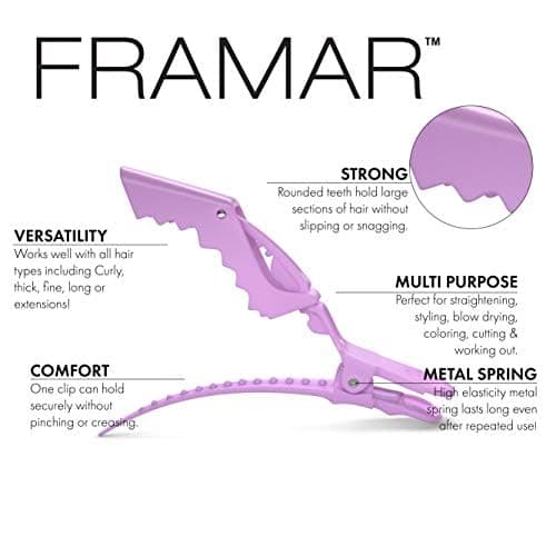 FRAMAR Pastel Alligator Hair Clips 10 Pack - Professional Styling Clips for Hair, Salon Quality Plastic Alligator Clips thumbnail 2