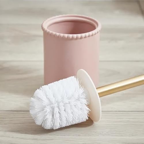 New Pink Bobbin Edge Decorative Toilet Brush Set with Sturdy Holder and Sleek Metal Handle, Modern Bathroom Cleaning Accessory-M05 (Toilet Brush) thumbnail 2