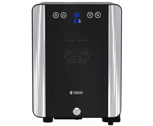 Terpkooler Essential Cooler Compact Portable Mini Fridge with Temp & Humidity Control, 3 USB Ports, Smoked Glass Shelves, Lockable UV Glass Door for Herbs, Oils, Cosmetics, and More thumbnail 10