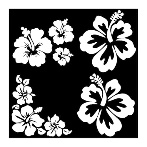 Hawaiian Hibiscus Flower Car Decal Sticker, Waterproof PET Decal, Car Bumper Sticker, Automotive Exterior Decoration Sticker Decal for Car, Truck, SUV, Door, Wall, Laptop (White, 7.88”×7.34”) - Image 1