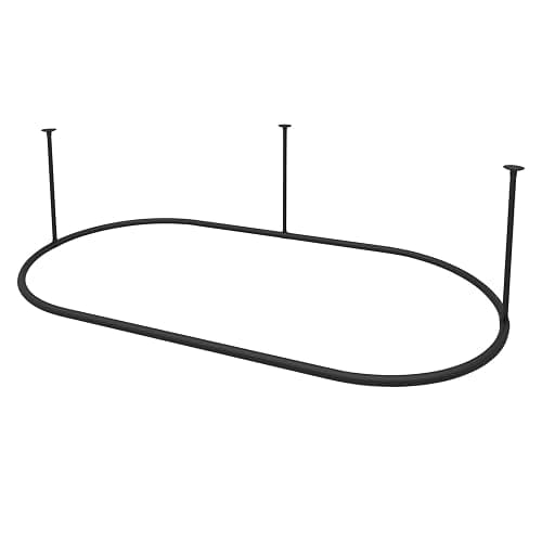 Naiture Stainless Steel Oval Shower Curtain Rod with Ceiling Support for Clawfoot Tub in 48" L X 30" W, Black Finish - 48" L X 30" W - Black - Image 1