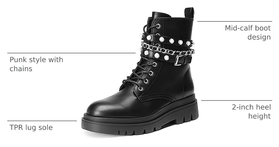 DREAM PAIRS Women's Combat Boots Lace Up Ankle Booties Shoes | Fashion Platform Lug Sole Goth Ankle Booties,Chunky Sole,punk vibe,Suitable for Casual Outings Daily Work thumbnail 3