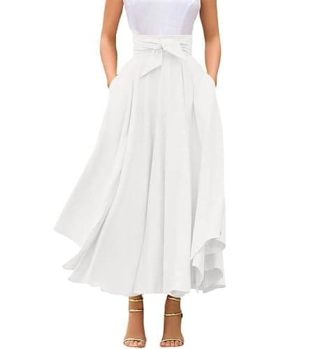 chouyatou Women's Elegant High Waisted Side Slit Irregular Bohemian Maxi Skirt with Pockets - Image 1