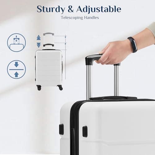 OLIXIS 3-Piece Luggage Set, Carry On Suitcases with Spinner Wheels, Expandable Travel Luggage with TSA Approved Lock & ABS Hard Shell, White, 20/24/28 Inch thumbnail 4