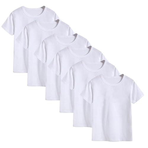 6 Pack Cotton Kids T Shirts Basic Short Sleeve Boys Girls Shirts(2-14Y) - Image 1