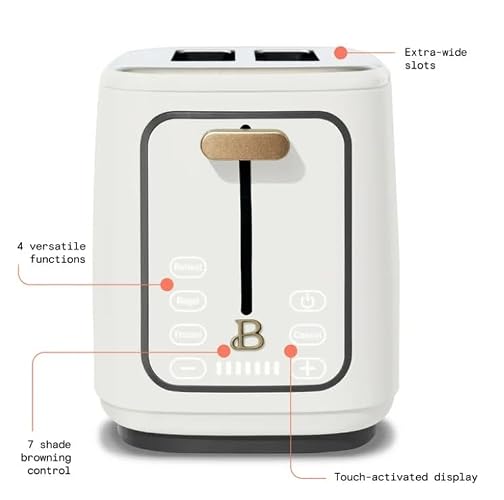 Drew Barrymore White Icing 2 Slice Toaster with Touch-Activated Display thumbnail 3
