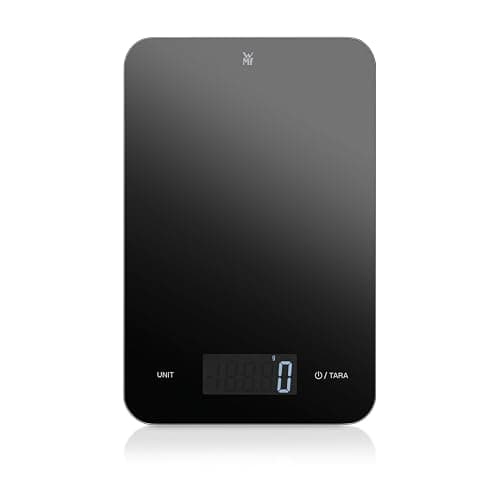 WMF Digitale Küchenwaage schwarz 23 x 15 x 2 cm, Backwaage, Haushaltswaage, Küchenwaage digital, Sicherheitsglas, grammgenau, Tara-Funktion, 5kg Maximalgewicht, schwarz - Image 1