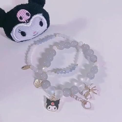 Yuoos Kawaii Pearl Necklace Set Stainless Steel Adjustable Open Silver KT Y2K Finger Ring Gyaru Anime Stunning Bracelets 90s Chain Necklace for Women thumbnail 6