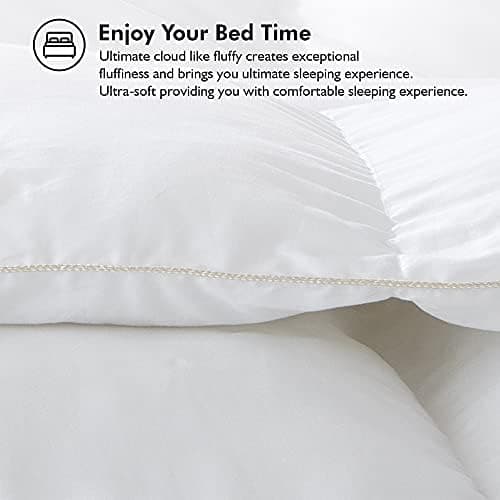 Luxurious King/California King Size Goose Down Fiber Waterfowl Feather Fiber Comforter Duvet, 100% Egyptian Cotton Cover, 58 oz. Fill Weight, Baffle Box Design, White Solid - King thumbnail 6