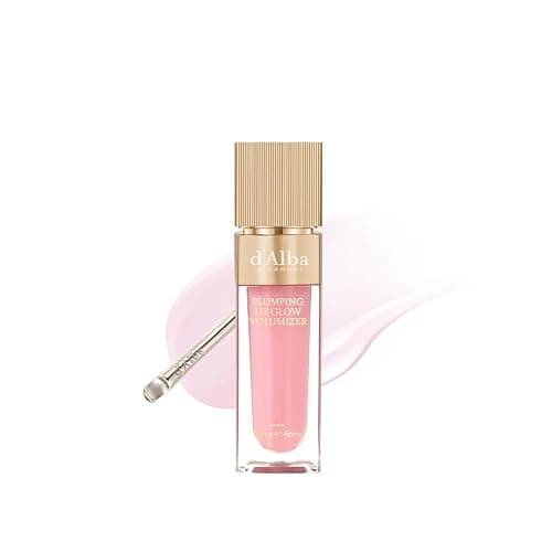 d'alba Piedmont Plumping Lip Glow Mood Volumizer, Hydrating Lip Plumper with Vegan Ceramide & Vitamin C & E, Fuller Lips, Volumizing Lip Gloss, Glowy Finish, Feeble Pink (4 Colors) (0.17 fl oz.) - Image 1