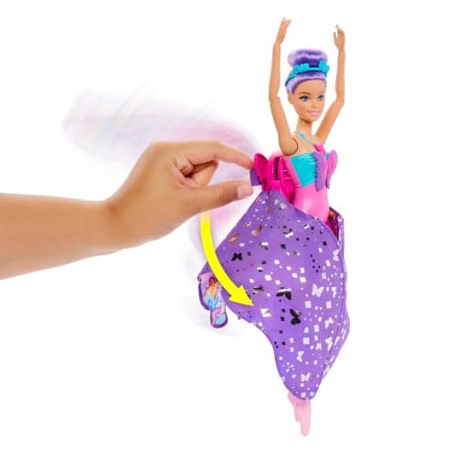 Barbie Dance and Flutter Doll with 2-in-1 Transformation from Dancer to Butterfly with Opening Wings, Purple Hair, Headpiece & Removable Tutu thumbnail 8