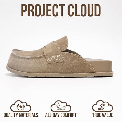 Project Cloud 100% Genuine Leather Womens Clog - Memory Foam Arch Support Non-Slip Sole Mules & Clogs for Women Footwear - Platform Winter Shoes (Foamy) thumbnail 4