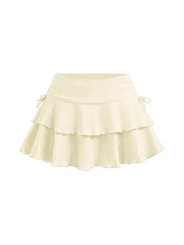 SOLY HUX Girl's High Waisted Ruffle Summer Cute Mini Skirts Skorts Tennis Skirt with Built-in Shorts - Image 1