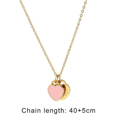 925 Sterling Silver Double Heart Necklace - Two Hearted Necklace With Chain - 14K Yellow Gold Double Hearts Pendant Necklace - Two Hearts thumbnail 2