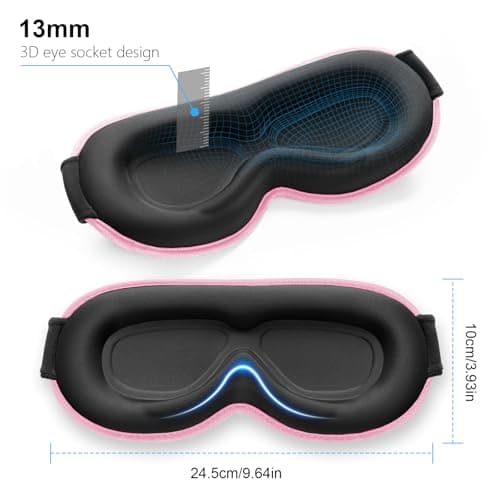 Gritin Blackout Sleep Masks for Women & Men-Zero Eye Pressure Sleeping Mask- Ergonomic Design 3D Cutout Eye Movement and Eyelash Friendly, Ultra Soft & Comfortable Blindfold for Nap,Pink thumbnail 9