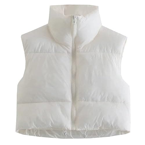 KEOMUD Women's Winter Crop Vest Lightweight Sleeveless Warm Outerwear Puffer Vest Padded Gilet - Image 1