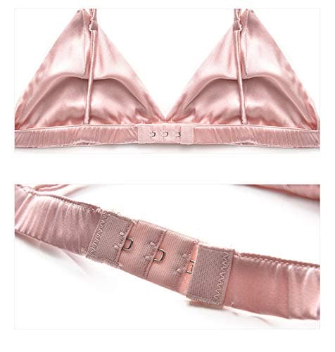 SilRiver Women's Silk Satin Triangle Bralette Soft Cup Wireless Bra Smooth and Comfortable Wire Free Bra Top thumbnail 6