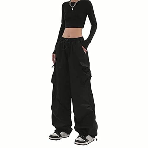 BXCNCKD Women's Retro Pocket Cargo Pants Multi Pocket Casual Trousers Wide Leg Cargo Pants Gothic Street Slacks - Image 1