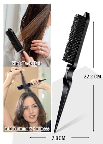 AnWoor 4Pcs Edge Brush Slick Back Hair Stick, Hair Wax Stick for Flyaways, Slick Back Hair Brush for Smoothing Baby Hair, Rat Tail Combs Parting Combs for Braiding Hair, Teasing Brush for Fluffy Hair thumbnail 7