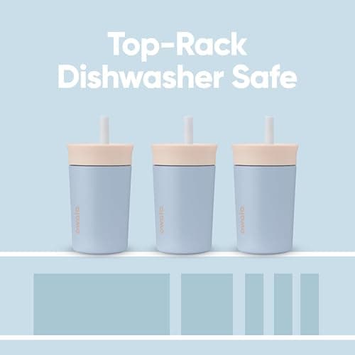 Owala Kids Insulation Stainless Steel Tumbler with Spill Resistant Flexible Straw, Easy to Clean, Kids Water Bottle, Great for Travel, Dishwasher Safe, 12 Oz, Tan and Blue (Seas the Day) thumbnail 5