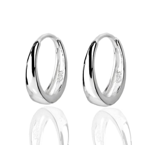 Tiny Small Sleeper Hoop Earrings for Women Cartilage 925 Sterling Silver Tragus Cuff Hinged Huggie Mini Hoops 10mm 13mm 15mm Fashion Jewelry Gifts Hypoallergenic for Birthday - Image 1