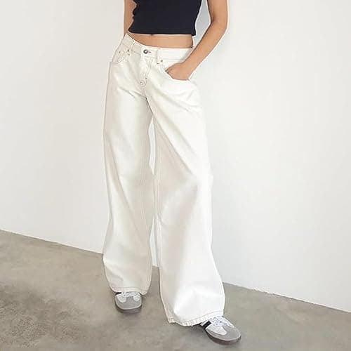 Women Y2K Low Rise Baggy Jeans Loose Fit Boyfriend Straight Wide Leg Denim Pants Streetwear Trousers Fall Outfits thumbnail 5