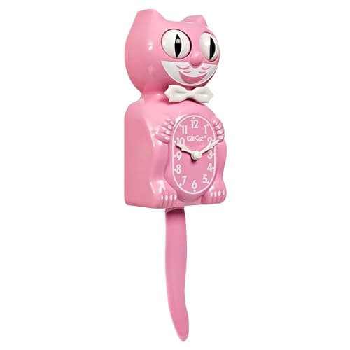 Kit-Cat Klock® Limited Edition Pink Satin kit - Iconic Retro Cat Clock with Moving Eyes and Tail, Battery Operated Wall Clock, Made in USA, Perfect for Home Decor, Mid-Century Modern Clock thumbnail 2