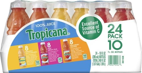 Tropicana 100% Juice 3-Flavor Fruit Blend Variety Pack, 10 Fl Oz, Bottles, (Pack of 24), 10 ounces thumbnail 4