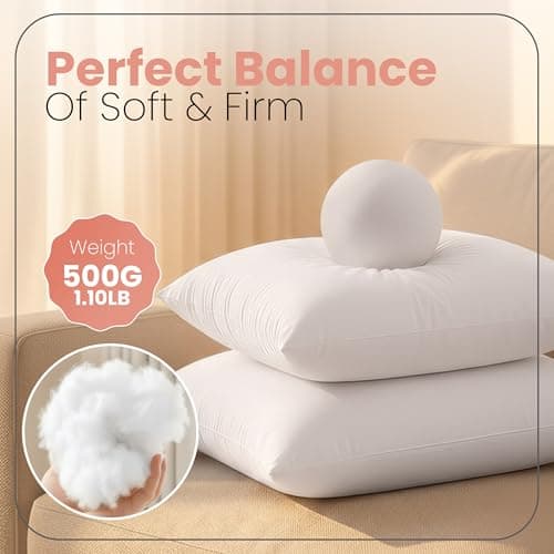 Utopia Bedding 18x18 Pillow Inserts, Set of 2, White – Indoor Decorative Throw Pillows for Bed, Sofa & Couch – Soft, Supportive & Fluffy Cushion Inserts thumbnail 2