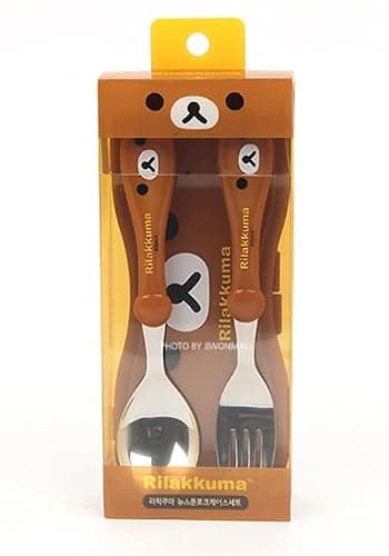 Cute Bear Designed Fork and Spoon Flatware Set with Case, Large Size (Brown) thumbnail 4