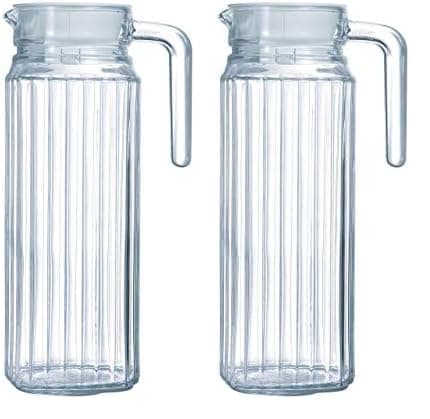 Luminarc ARC 70361 Quadro Krug, Kühlschrankkrug mit Deckel, 1.1 Liter, Glas, transparent, 1 Stück (Packung mit 2) - Image 1