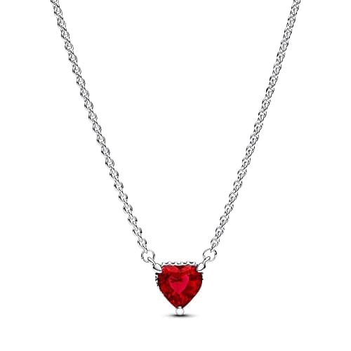 PANDORA Sparkling Heart Halo Pendant Collier Necklace - Adjustable Necklace - Stunning Women's Jewelry - Gift for Her - Sterling Silver with Red Crystal - With Gift Box - 17.7" thumbnail 2