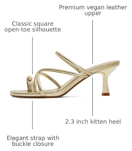 Dsevht Strappy Kitten Heel Sandals Toe Ring Flip Flop Stiletto Low Short Thong Heels Slip On Square Open Toe Summer Dress Shoes for Women thumbnail 3