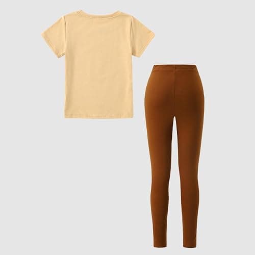 WMHNEI Girls 2 Piece Outfits - Short Sleeve Graphic Top & Leggings Spring Kids ClothingSet with for 6-12 Years thumbnail 7