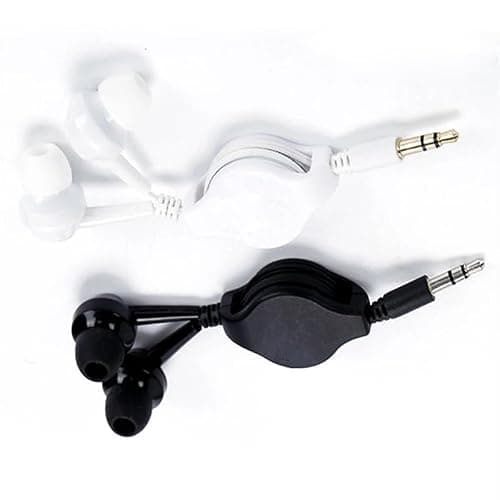 ThtRht 2 Pack Retractable Earbuds Wired Earphone Portable 3.5mm Plug Stereo in-Ear Headphone Wiring Ear Buds for Computer PC Tablet Phone Airplane Airline Flight Fly Trip Plane Laptop MP3 Player thumbnail 2