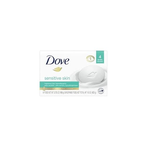 Dove Beauty Bar Soap Sensitive, 24 Bars for Sensitive Skin, Fragrance Free and Hypoallergenic 3.75 oz - Image 1