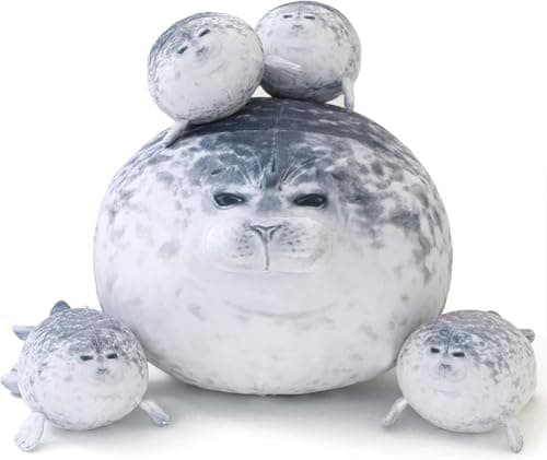 SQEQE Plushie Chubby Seal Plush Family Set, Mama & Baby Stuffed Animals Toys for Ages 3-8 - Ideal Christmas, Easter & Children's Day Gifts Ideas for Boys & Girls - Image 1